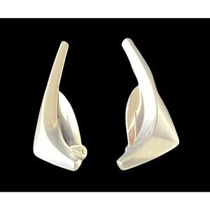 Vtg Anton Michelsen Danish Denmark Sterling Silver Minimalist Boomerang Earrings